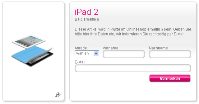 iPad 2 ab sofort bei T-Mobile zu reservieren